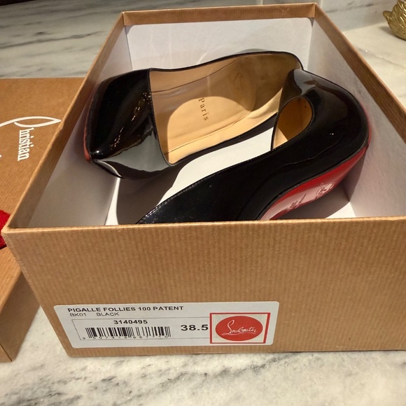 Christian Louboutin Pigalle Follies 100 – Black Patent Leather Pumps - Picture 6 of 8